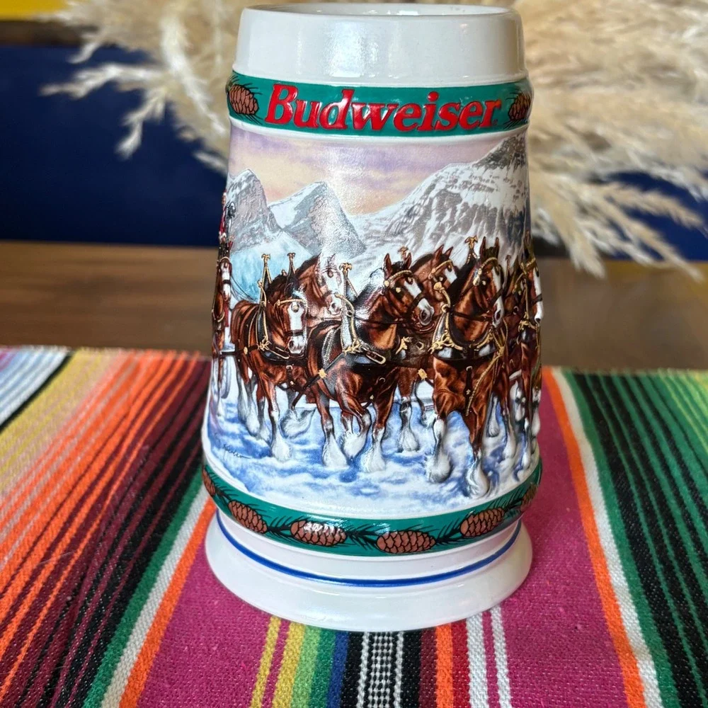 1993 Budweiser Holiday Stein Special Delivery Nora Koerber Ceramarte Brazil Mug
